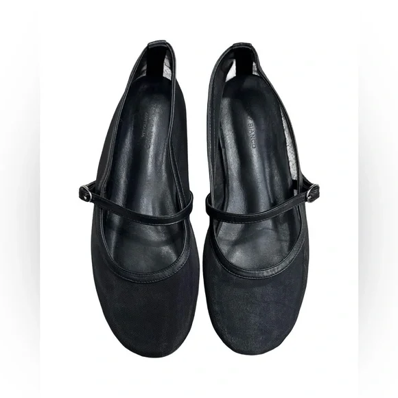 Tony Bianco Mesh Mary Jane Flats Size 7 Black Classic Minimalist Chic - Picture 2 of 8